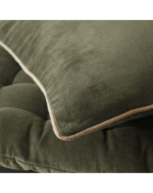 Coussin déhoussable Velours de coton César kaki