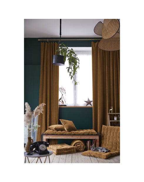 Cuscino da pavimento in velluto di cotone marrone César Camel