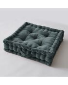 Cuscino da pavimento César in velluto di cotone grigio scuro ardesia