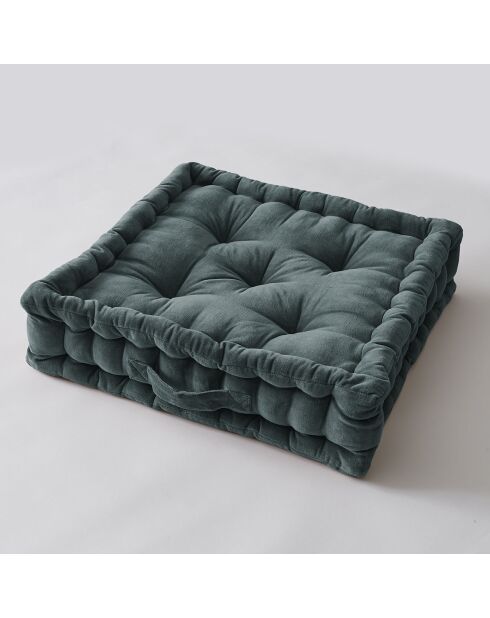 Cuscino da pavimento César in velluto di cotone grigio scuro ardesia