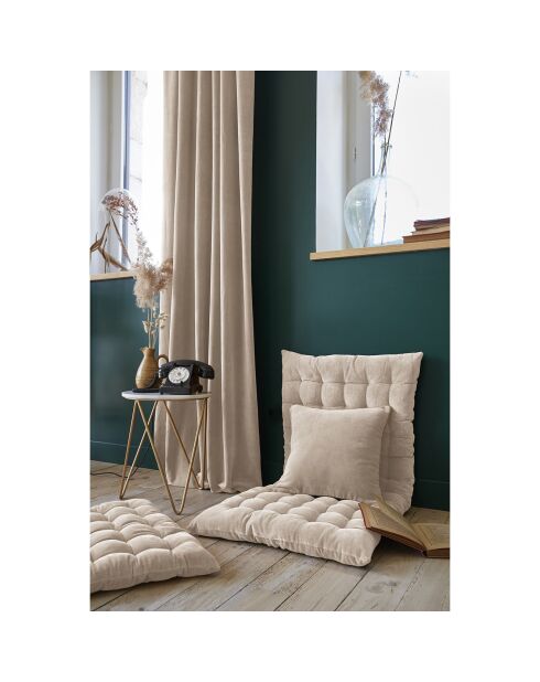Rideau ajustable + 8 anneaux pince Velours de coton César naturel
