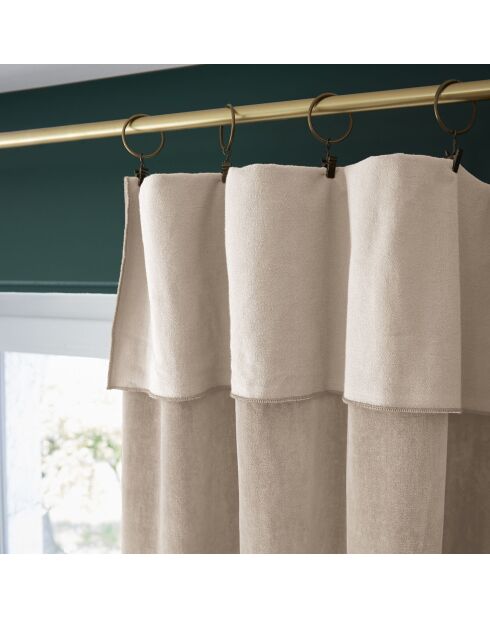 Rideau ajustable + 8 anneaux pince Velours de coton César naturel