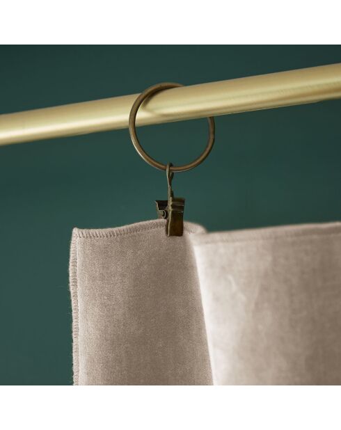 Rideau ajustable + 8 anneaux pince Velours de coton César naturel