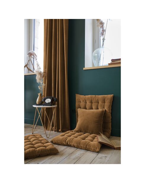 Rideau ajustable + 8 anneaux pince Velours de coton César marron