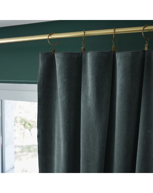 Rideau ajustable + 8 anneaux pince Velours de coton César gris foncé
