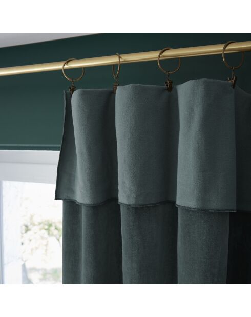 Rideau ajustable + 8 anneaux pince Velours de coton César gris foncé