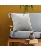 Coussin déhoussable avec pompons Gaze de coton Gaïa gris