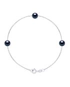 Bracelet en Argent Rhodié & Perles d'Eau Douce black tahitian style