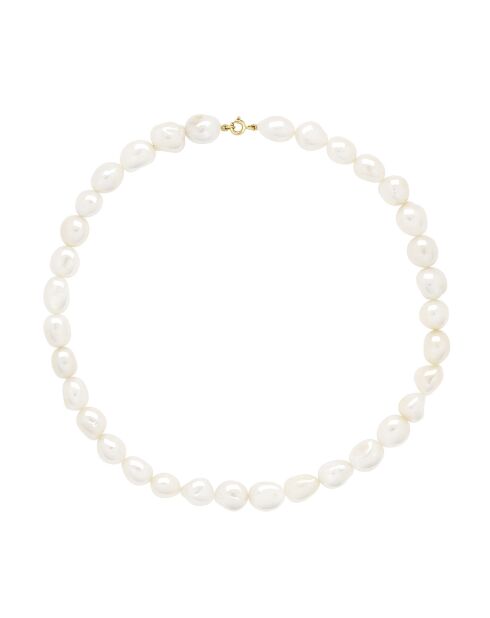 Geelgouden ketting met natuurlijke witte barokke zoetwaterparels