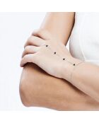 Ringarmband van gerhodineerd zilver en zwarte ronde gekruiste zoetwaterparels