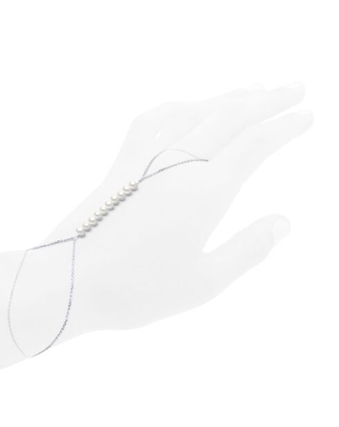 Armband van gerhodineerd zilver en natuurlijke witte ronde gekruiste zoetwaterparels