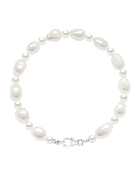 Bracelet Argent Rhodié & Perles de Culture d'Eau Douce Baroques blanc nacre naturel