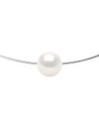 Collier Argent Rhodié & Perle de Culture d'Eau Douce Traversante Ronde blanc naturel