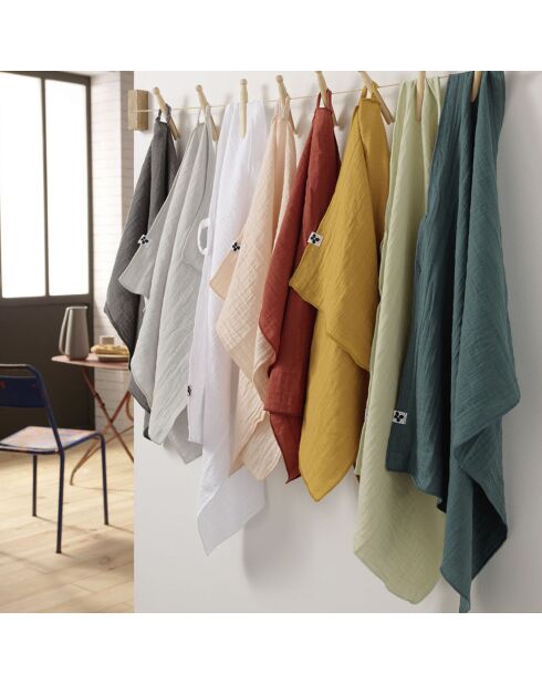 2 Essuie-mains Gaze de coton Gaïa jaunes