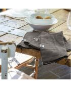 3 Serviettes de table Gaze de coton Gaïa anthracite