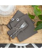 3 Serviettes de table Gaze de coton Gaïa anthracite