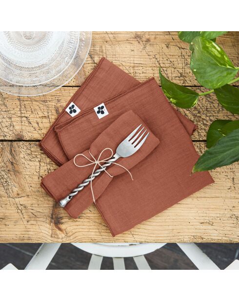 3 Serviettes de table Gaze de coton Gaïa oranges