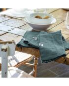 3 Serviettes de table Gaze de coton Gaïa bleues