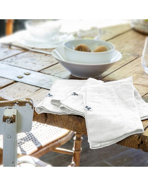 3 servilletas de gasa de algodón Gaïa blancas