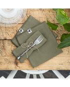 3 tovaglioli da tavola Gaïa in garza di cotone kaki