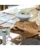 3 Serviettes de table Gaze de coton Gaïa marron