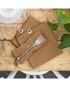 3 Serviettes de table Gaze de coton Gaïa marron