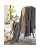 Plaid à franges Gaze de coton Gaïa anthracite