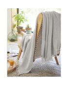 Plaid à franges Gaze de coton Gaïa gris