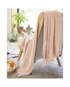 Plaid à franges Gaze de coton Gaïa rose clair