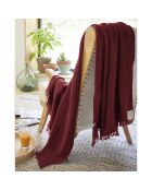 Plaid à franges Gaze de coton Gaïa bordeaux