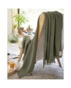 Plaid à franges Gaze de coton Gaïa kaki