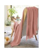 Plaid à franges Gaze de coton Gaïa rose