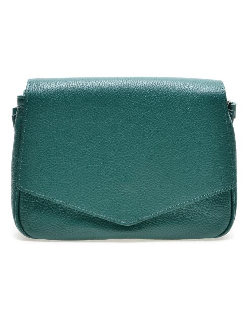 Groene leren schoudertas - 20x25,5x14 cm