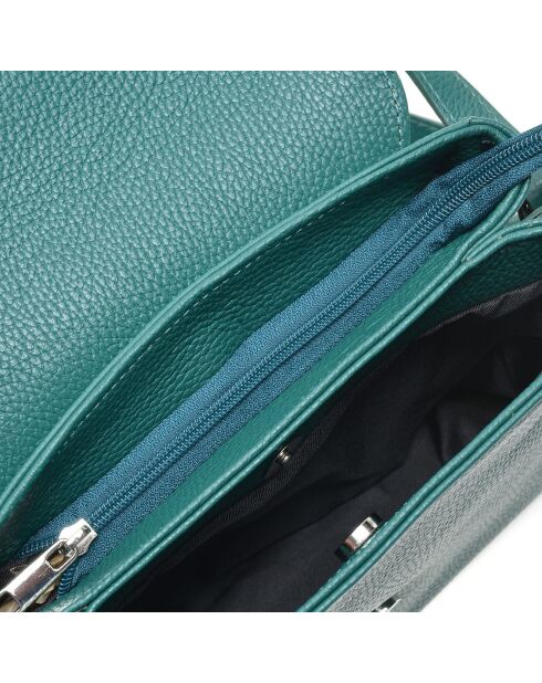 Groene leren schoudertas - 20x25,5x14 cm