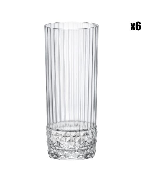 Transparente Gläser Long Drink America 20s, 40 cl, 6 Stück