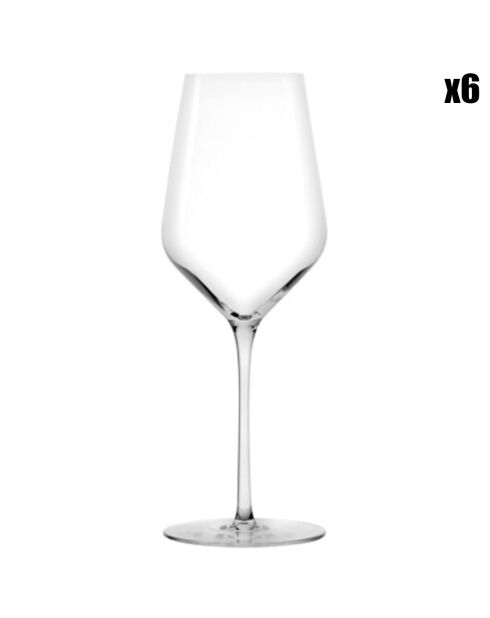 6 Verres à vin blanc Starlight en cristal transparents - 41 cl