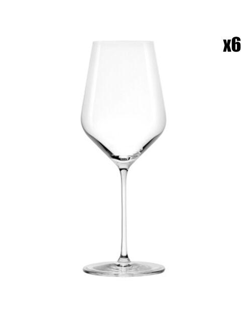6 Verres à vin rouge Starlight en cristal transparents - 51 cl