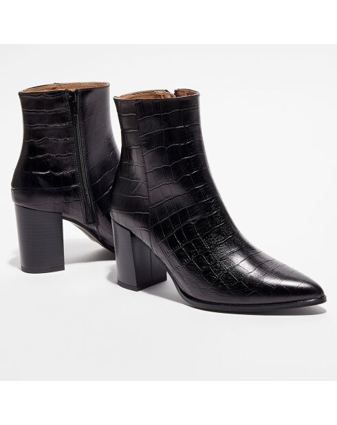 Boots en Cuir Léonie noires - Talon 7,5 cm