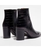 Boots en Cuir Léonie noires - Talon 7,5 cm