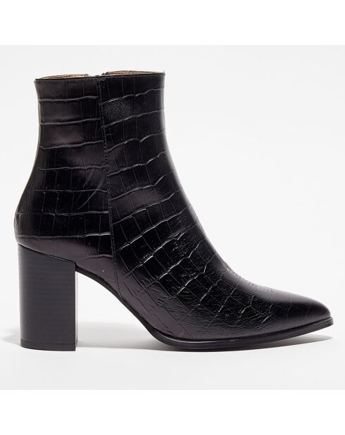 Boots en Cuir Léonie noires - Talon 7,5 cm