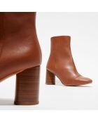 Bottines en Cuir Lena camel - Talon 8 cm