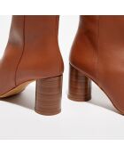 Bottines en Cuir Lena camel - Talon 8 cm