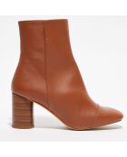 Bottines en Cuir Lena camel - Talon 8 cm