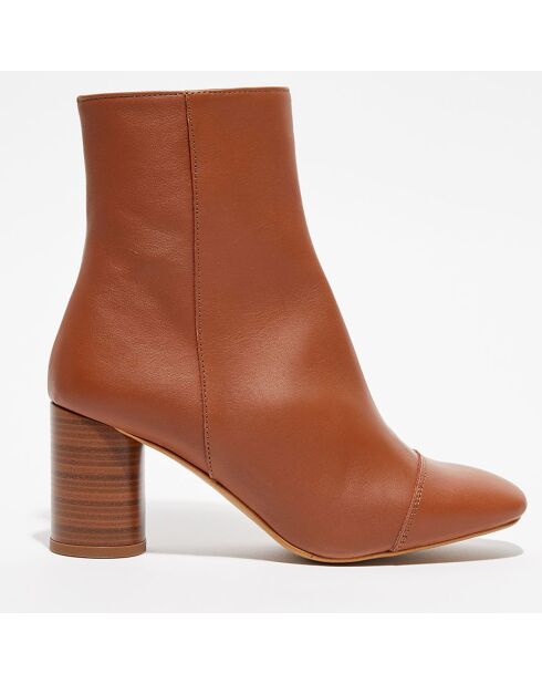 Bottines en Cuir Lena camel - Talon 8 cm