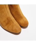 Bottines en Velours de Cuir Nicole camel - Talon 7 cm