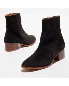 Bottines en Velours de Cuir Louise noires