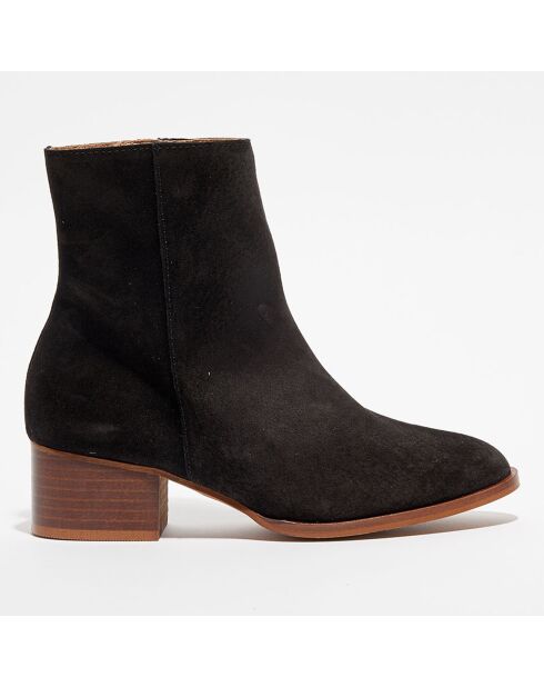 Bottines en Velours de Cuir Louise noires