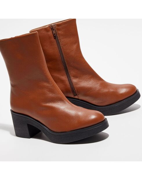 Boots en Cuir Alba marron - Talon 6,5 cm