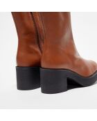 Boots en Cuir Alba marron - Talon 6,5 cm