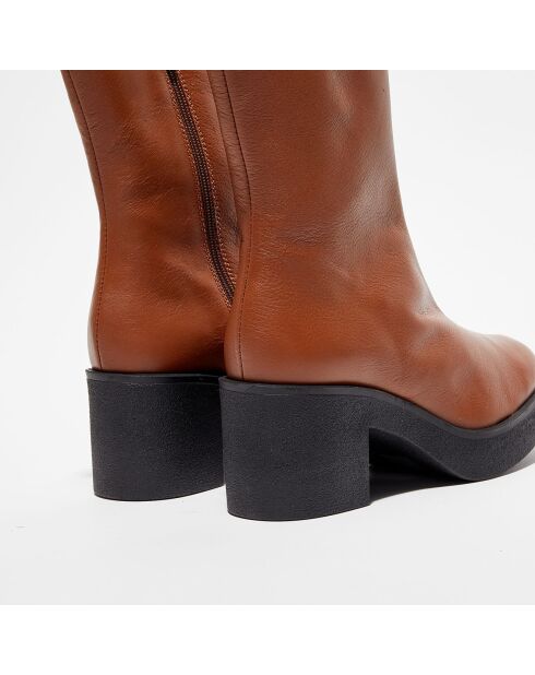 Boots en Cuir Alba marron - Talon 6,5 cm